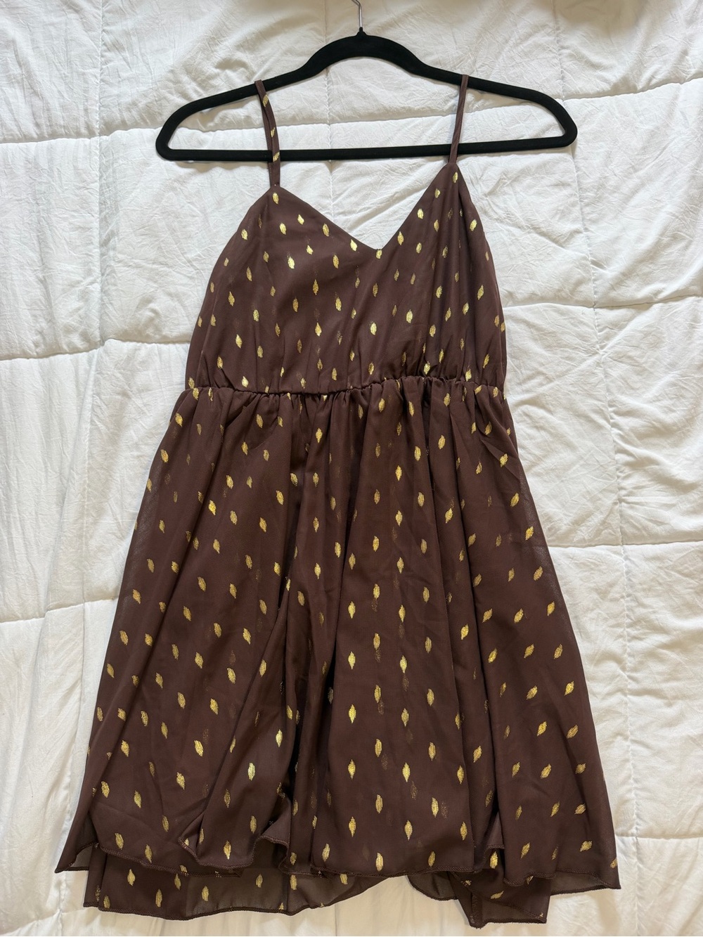 Commense Brown Dress with Gold Foil Accents